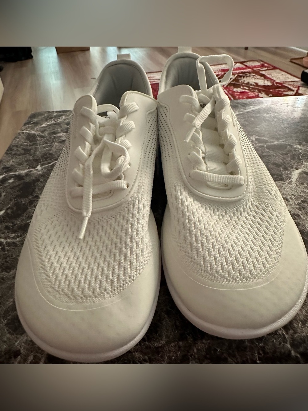 All-White Lightweight Knit Sneakers by Hike Footwear